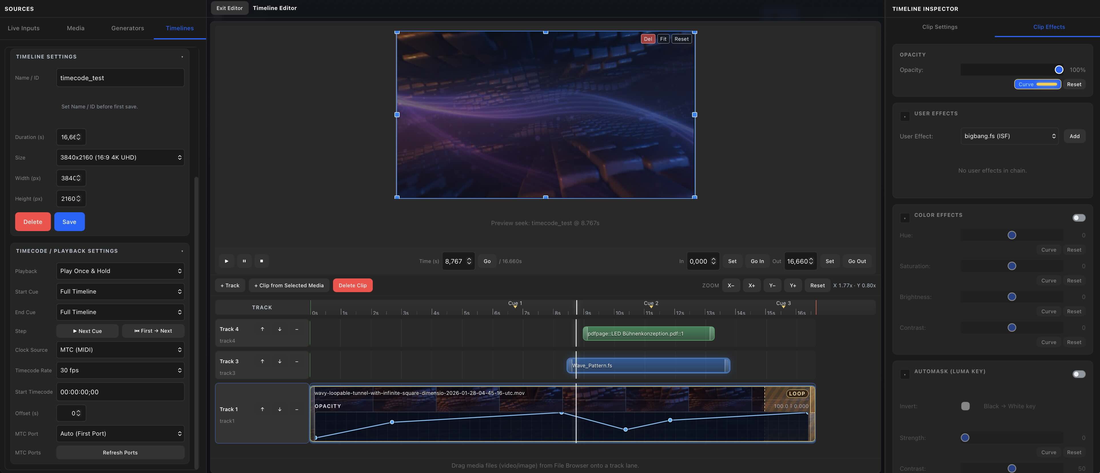 ShowMotion Timeline Editor interface